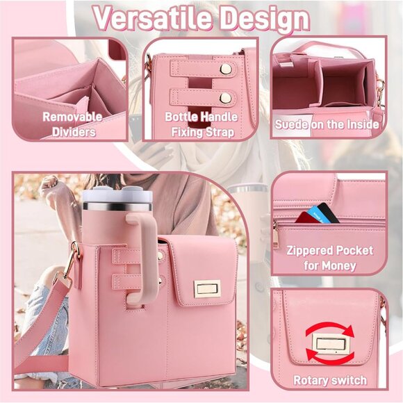 Stylish Insulated Crossbody Bag – Multi-functional Water Cup Holder for Girls - Picture 4 of 7